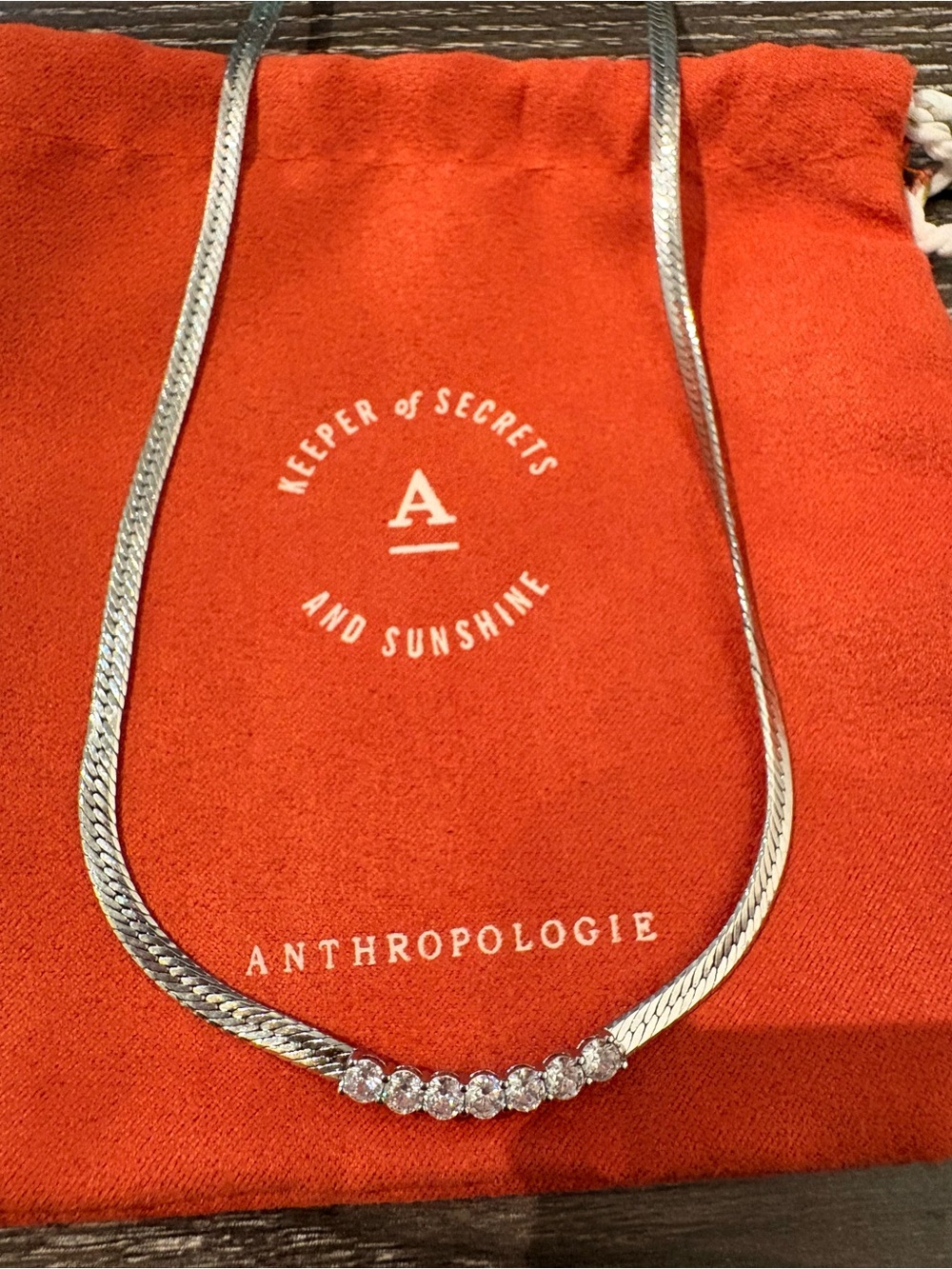 Anthropologie Crystal Herringbone Necklace